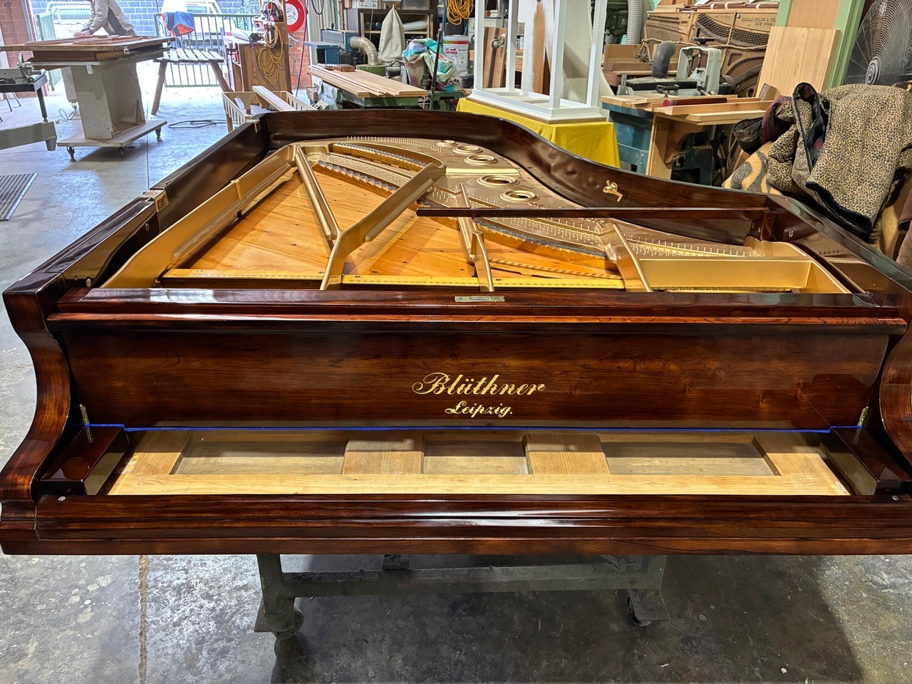 Bluthner grand piano restoration in progress