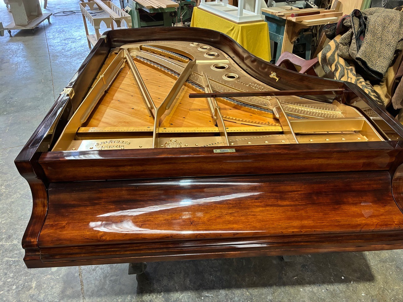 Bluthner grand piano with restored casework and soundboard